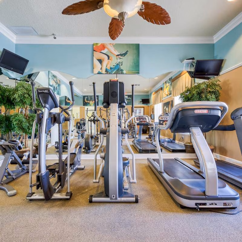 Watersong Resort fitness room with treadmills and strength-training equipment